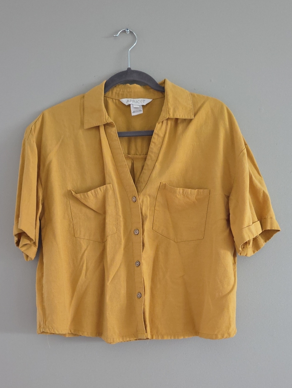 APRICOT Mustard Short-Sleeve Button-Front Casual Shirt